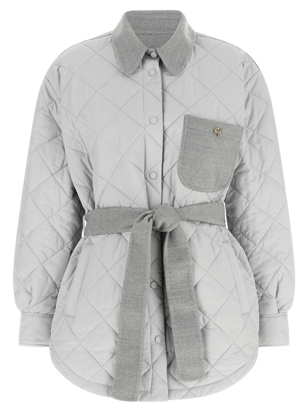 Fabiana Filippi Hybrid Overshirt Puffer Jackets - Gray | 62d6b64f174a7e049c7028ccb4c6d0d10495b552