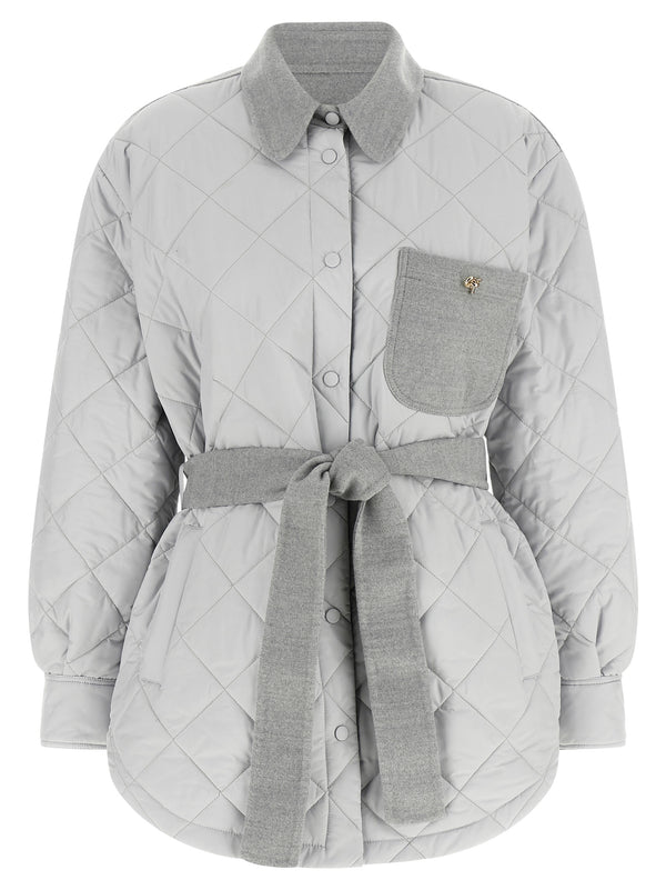 Hybrid Overshirt Puffer Jackets Gray