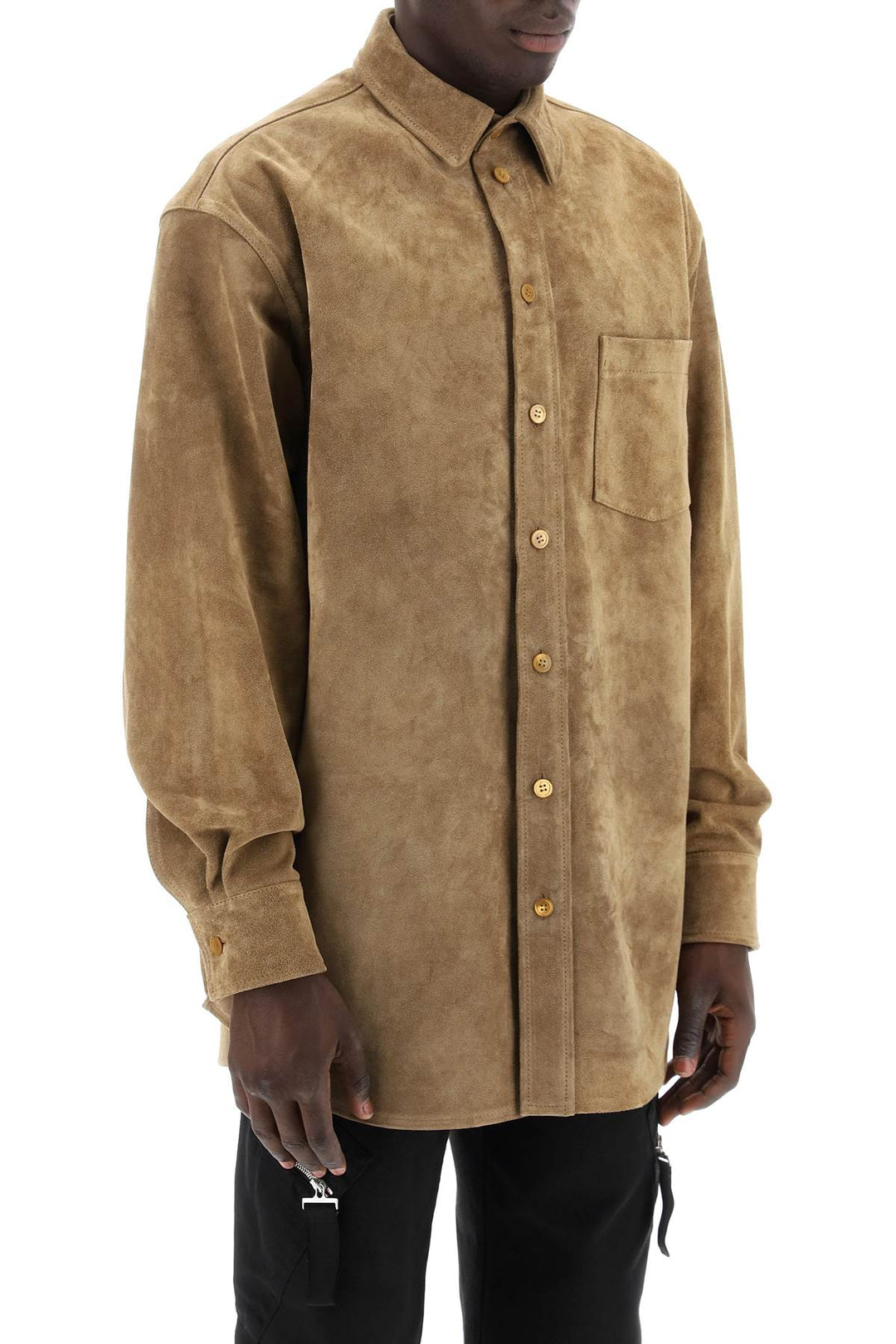 Overshirt In Pelle Scamosciata