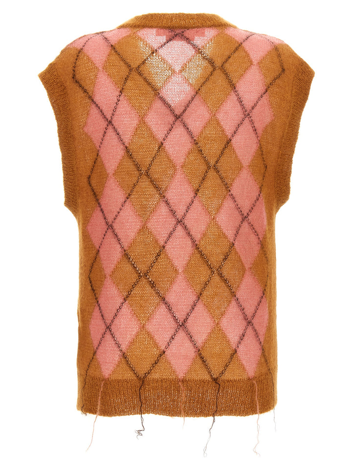 Diamond-Shaped Vest Sweater, Cardigans Multicolor