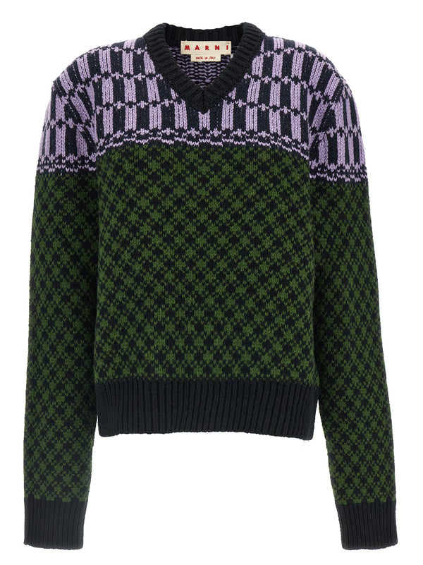 Sweater With Geometric Pattern Sweaters And Cardigans Multicolor