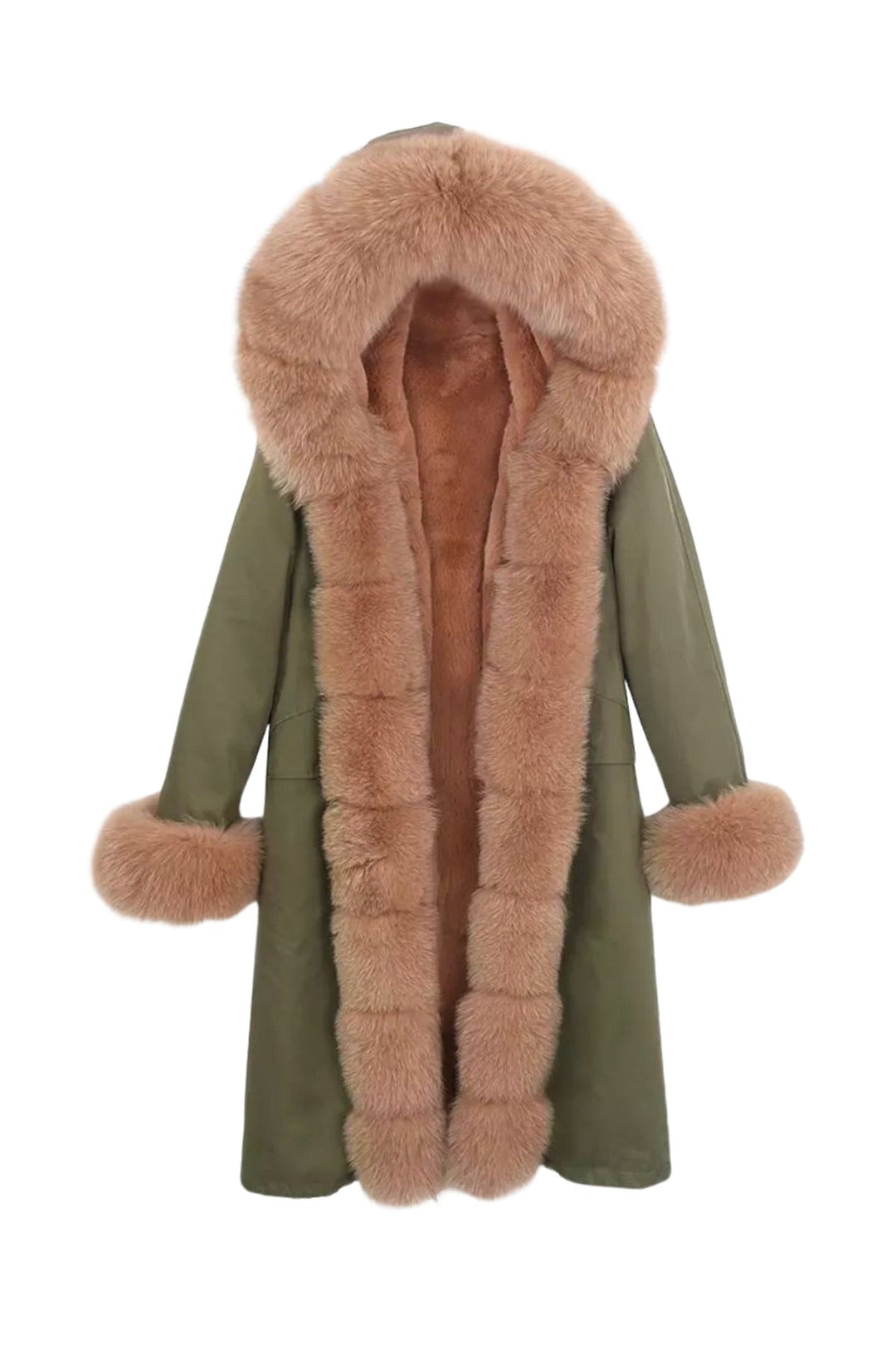 Doler Green Parka with Brown Fox Fur