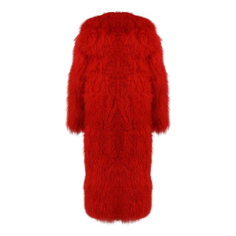 Rouselin Red Coat in Lambskin Fur