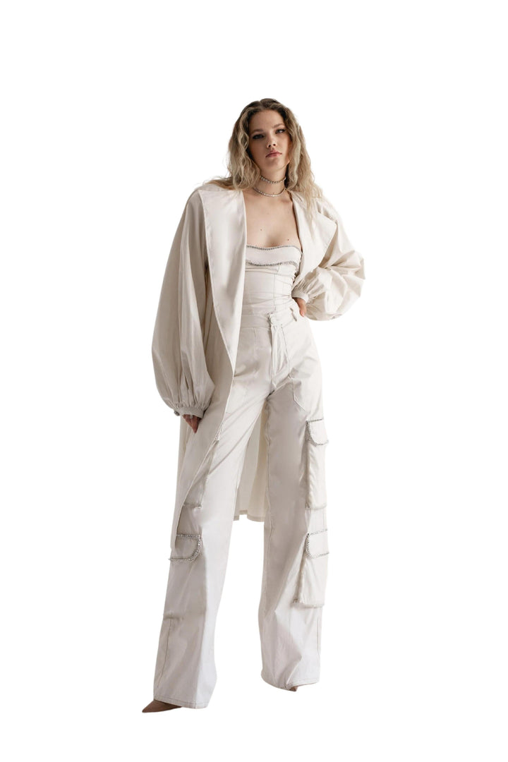 The Arcivia - Cargo Set Ivory Top and Trousers 