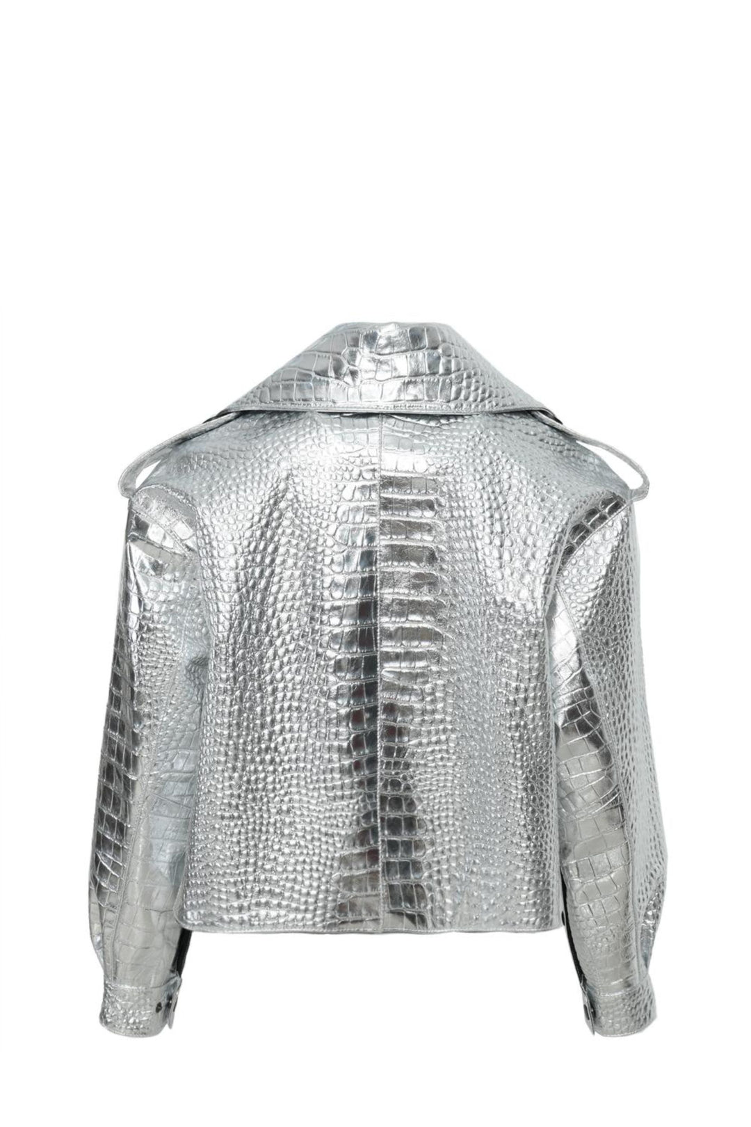 Ilaria Jacket in Silver Lambskin Leather