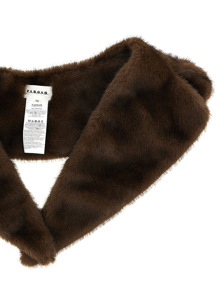 P.A.R.O.S.H. Eco Fur Neck Scarves and Foulards - Brown | abc0e04d2a412e38074b01fe98a821314a178069