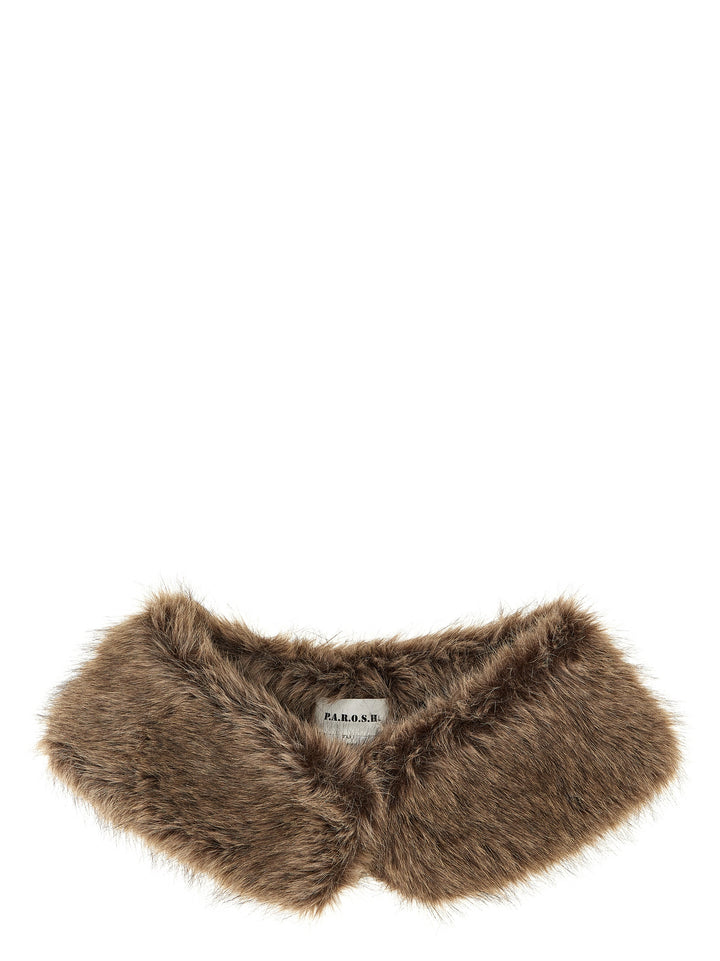 P.A.R.O.S.H. Faux Fur Collar Scarves and Foulards - Brown | 4a85a6b6beb62d186780619f294d6ad8321195b0