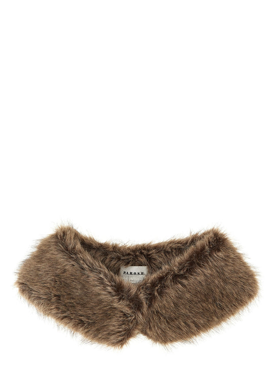Faux Fur Collar Scarves And Foulards Brown