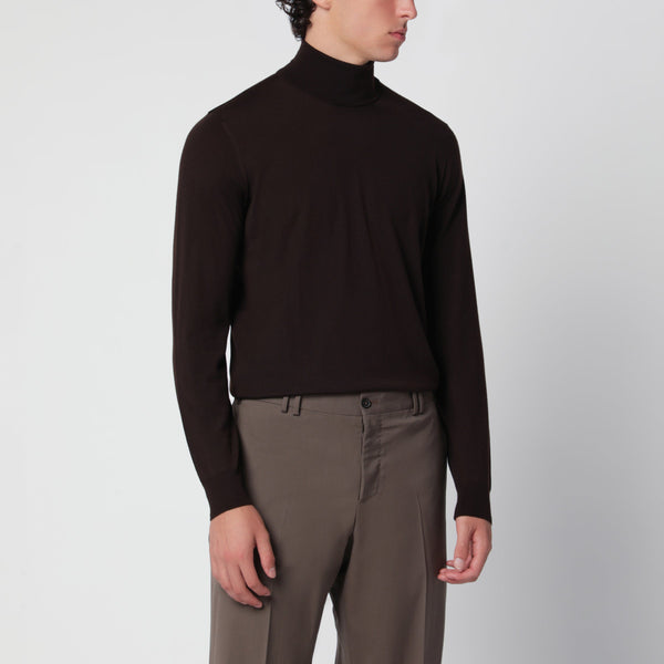 Brown Turtleneck Sweater In Wool