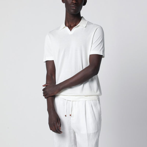 Milk-White Cotton Knit Polo