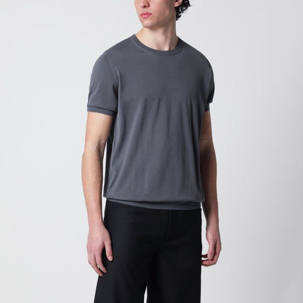 Grey Cotton Crewneck Sweater