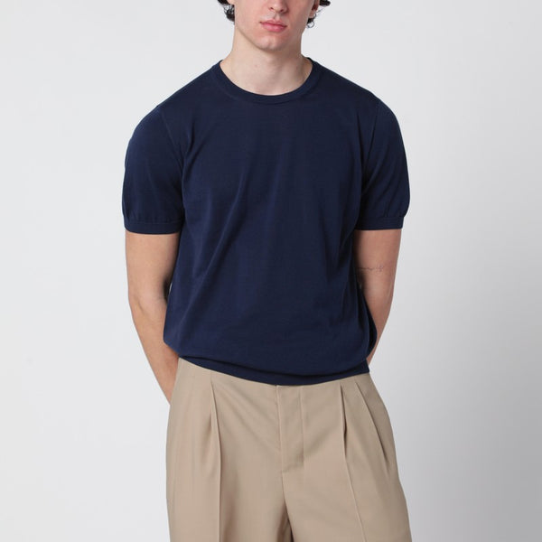 Blue Cotton Crewneck Sweater