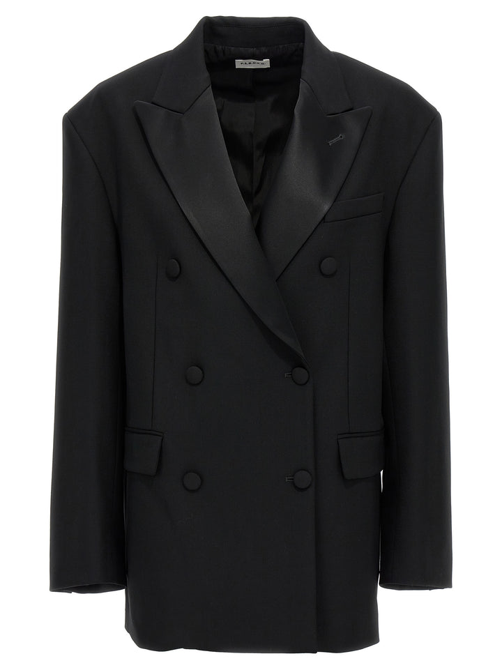 Over Double-Breasted Jacket Blazer And Suits Black