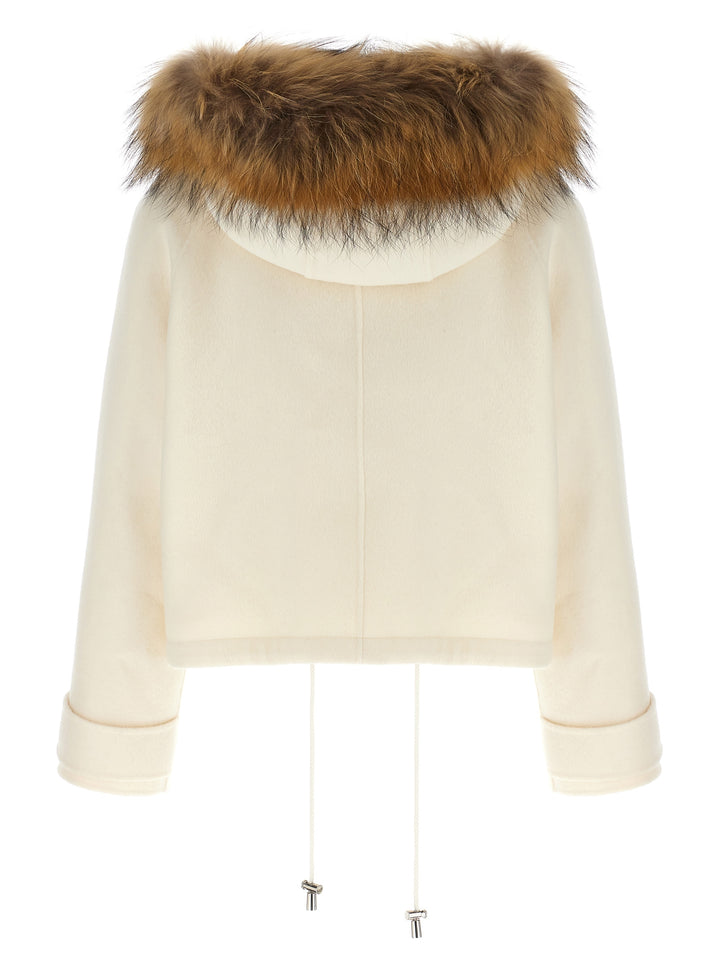 Short Parka With Fur Coat Casual Jackets, Parka White