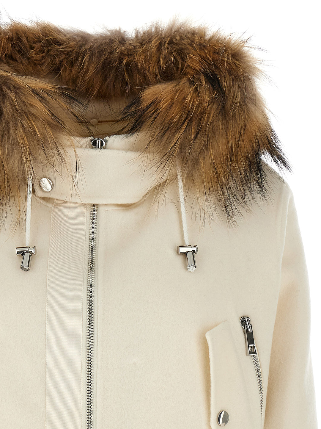 Short Parka With Fur Coat Casual Jackets, Parka White