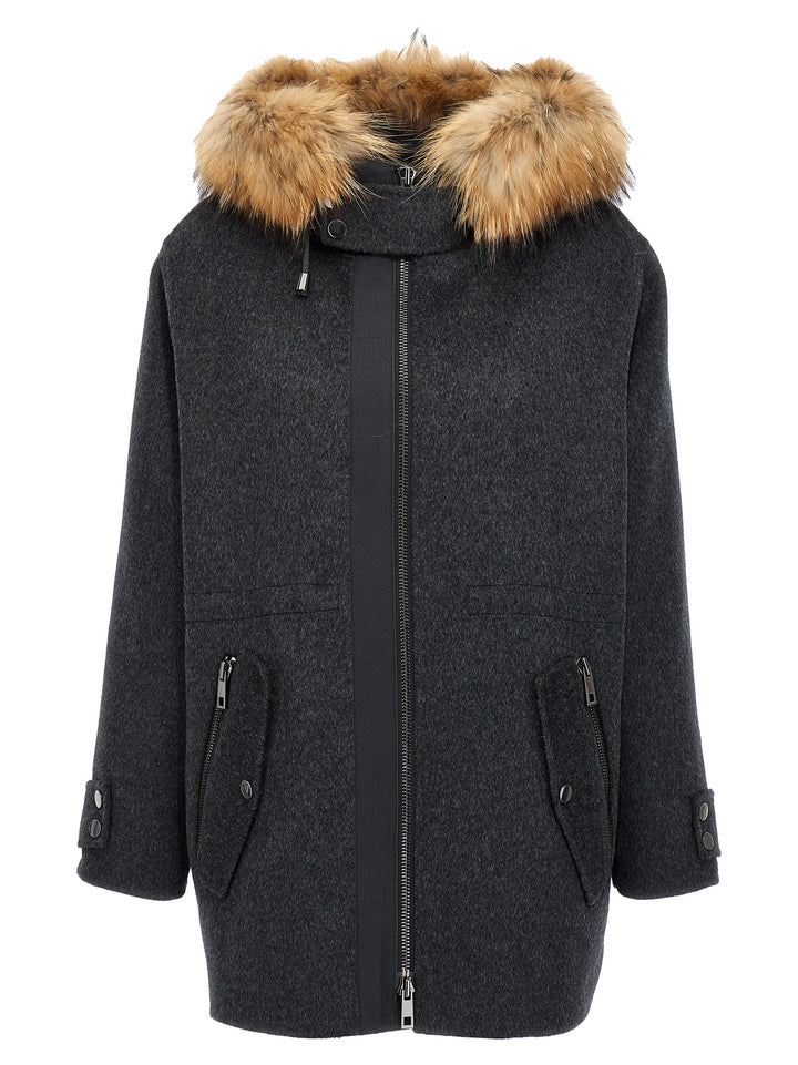 Fur Parka Casual Jackets, Parka Gray