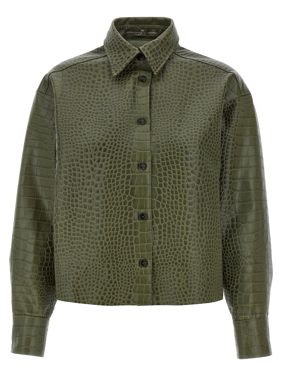 Crocodile Print Shirt Shirt, Blouse Green