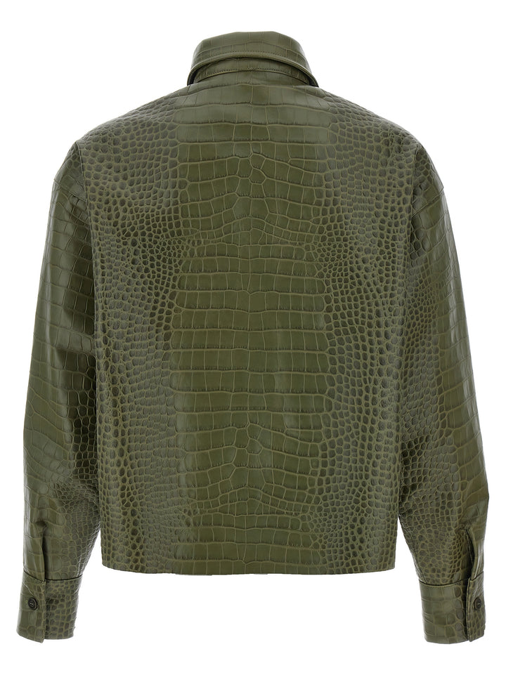 Crocodile Print Shirt Shirt, Blouse Green