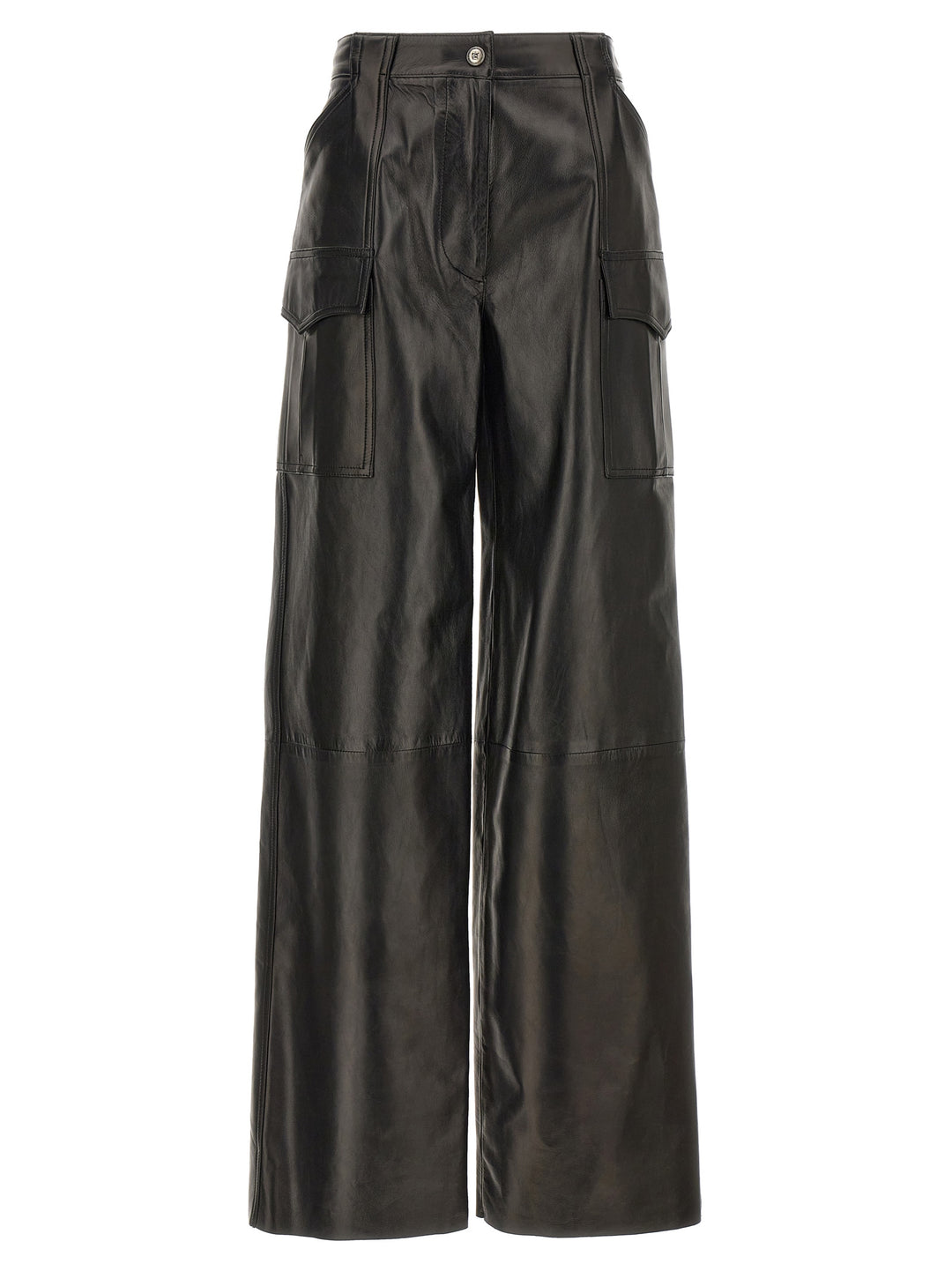 Leather Cargo Pants Black