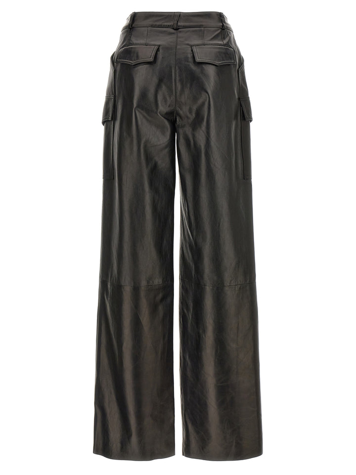 Leather Cargo Pants Black