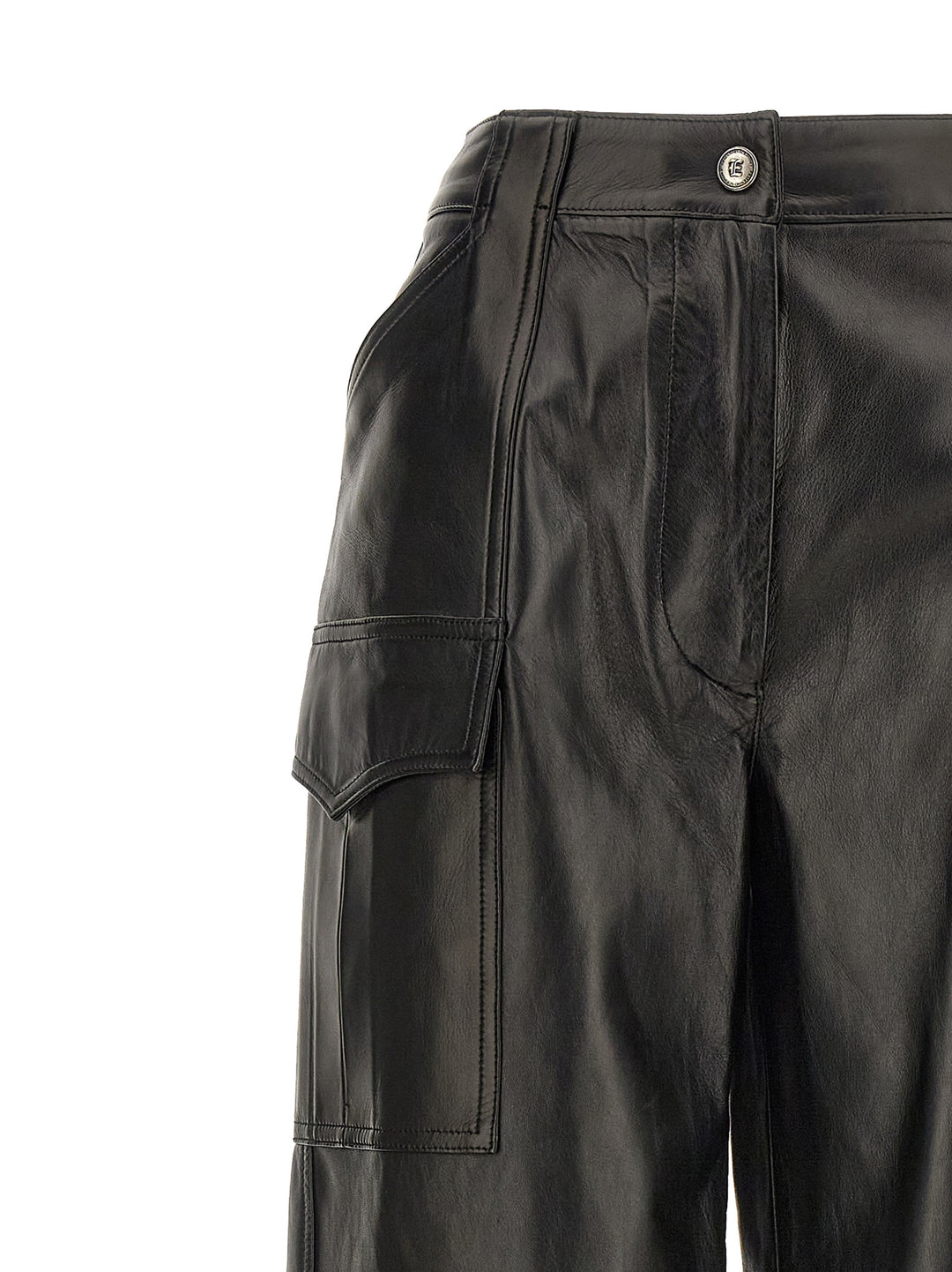 Leather Cargo Pants Black