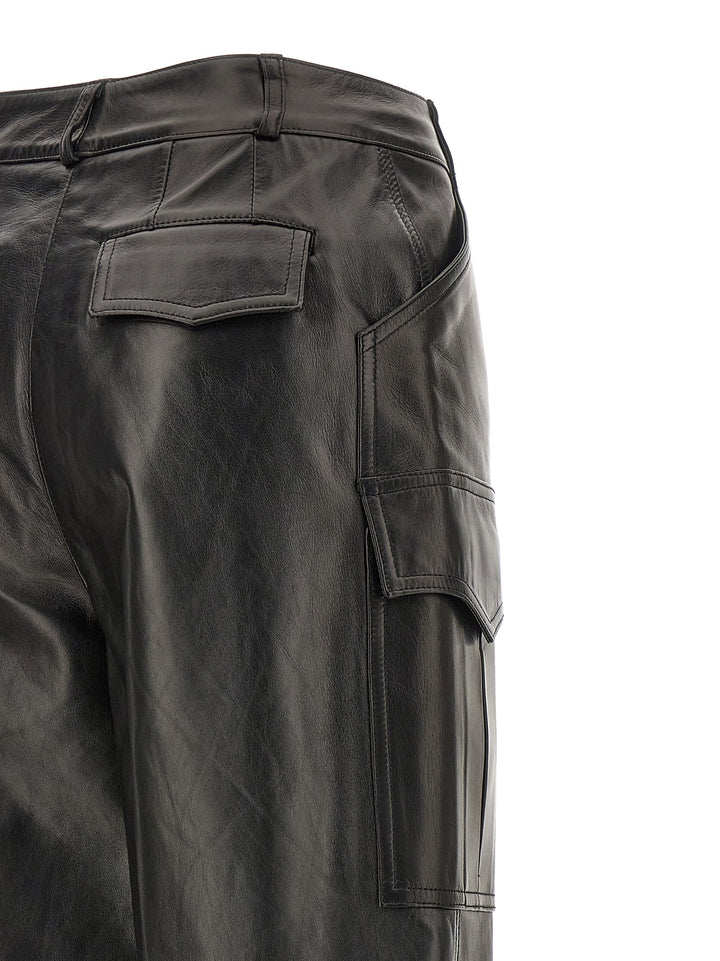 Leather Cargo Pants Black