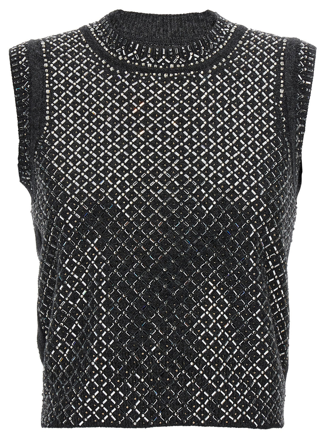 Rhinestone Top Tops Gray