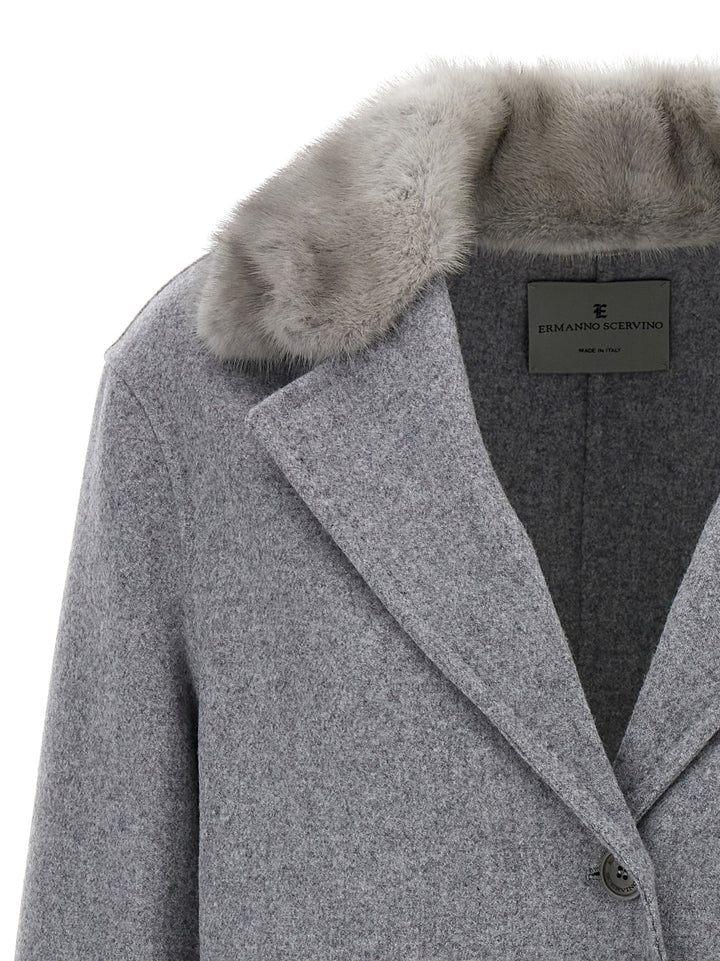 Mink Single-Breasted Coat Coats, Trench Coats Gray