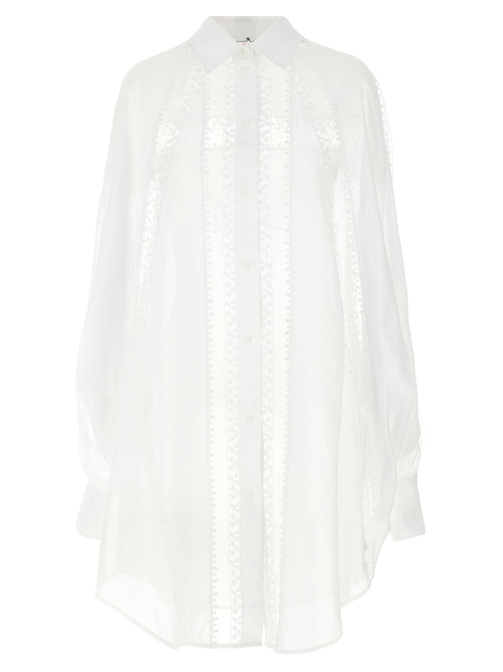 Macramé Tulle Shirt Shirt, Blouse White