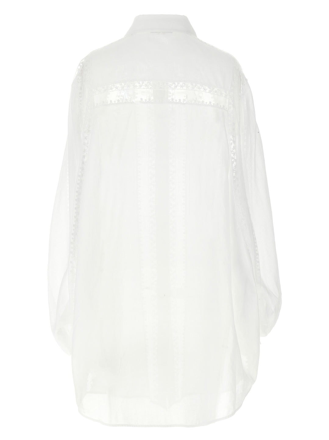 Macramé Tulle Shirt Shirt, Blouse White