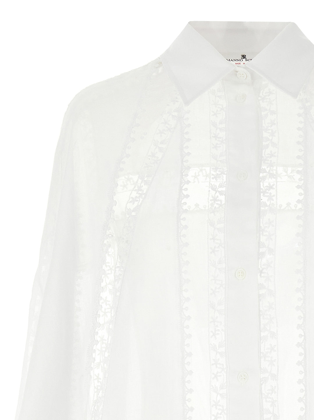 Macramé Tulle Shirt Shirt, Blouse White