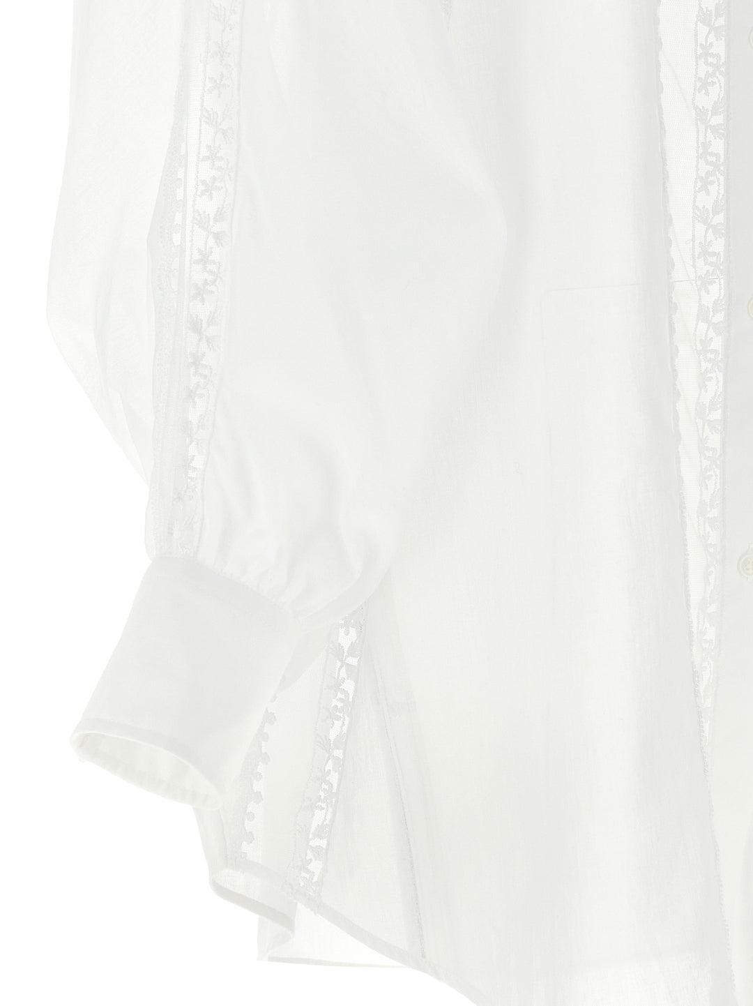 Macramé Tulle Shirt Shirt, Blouse White