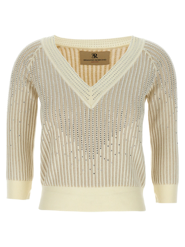 Rhinestone Sweater Sweater, Cardigans White