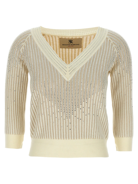 Rhinestone Sweater Sweaters And Cardigans White