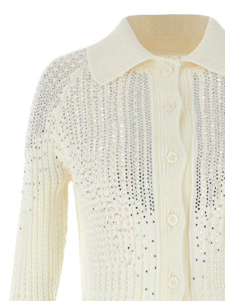 Rhinestone Cardigan Sweater, Cardigans White