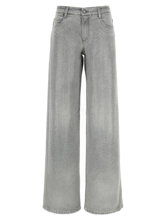 Rhinestone Jeans Gray