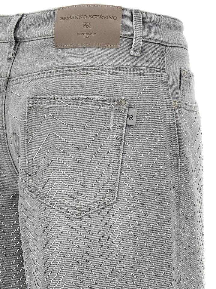 Ermanno Scervino Rhinestone Jeans - Gray | 977749616b2519d9e096be64be3ad15c764866d5