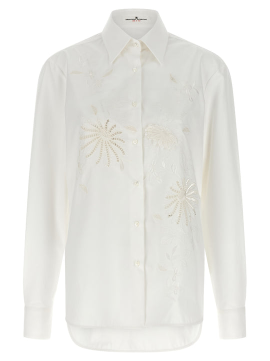 Embroidery Cotton Shirt Shirt And Blouse White