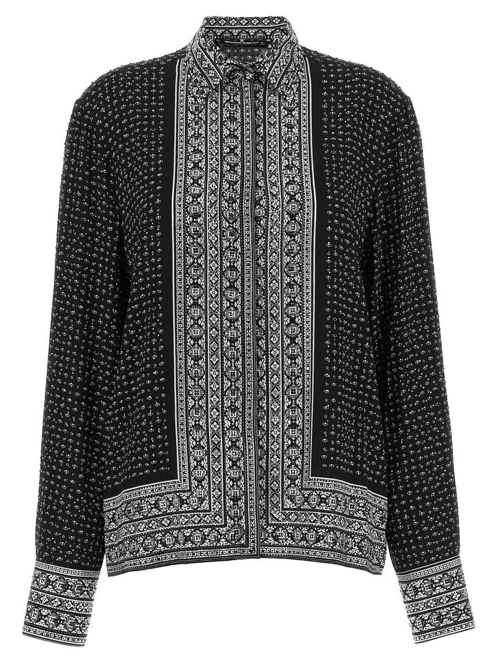 Ermanno Scervino Crystal Shirt Shirt and Blouse - White/Black | b80b8ce2291af45f046b07f3b840937b933b5d0b
