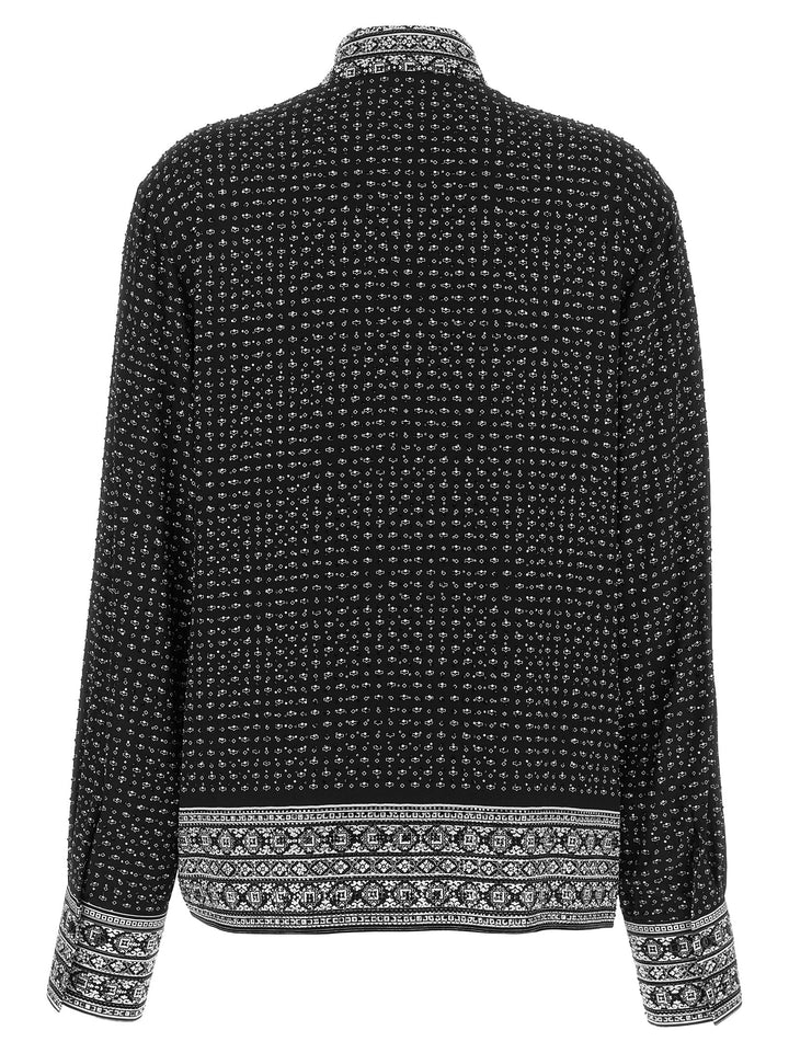 Ermanno Scervino Crystal Shirt Shirt and Blouse - White/Black | 461f9e14492ddb0403607081a9949be61753aaea