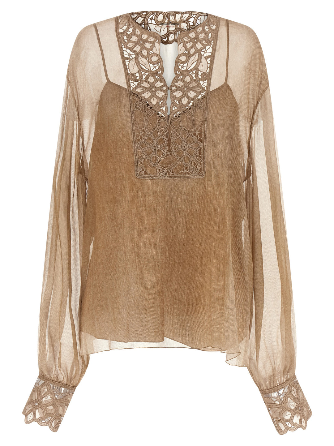 Ermanno Scervino Floral Carving Blouse Shirt and Blouse - Beige | e38b59d2a2cbde19899db403280c6fd629d31eb0