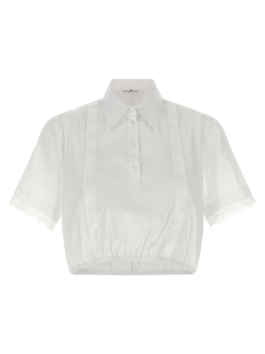 Lace Insert Shirt Shirt And Blouse White