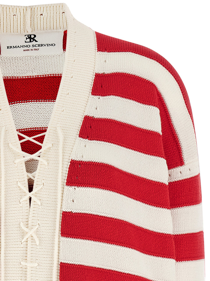 Ermanno Scervino Crochet Cardigan Sweaters and Cardigans - Red | 68ddc52699ea511fab3b6b39da767ee673f19029
