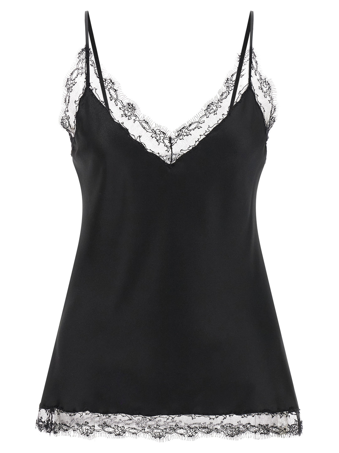 Ermanno Scervino Silk Lingerie Top With Lace Tops - Black | 61d77966722eff9e040e9d21ed8939c01301f506
