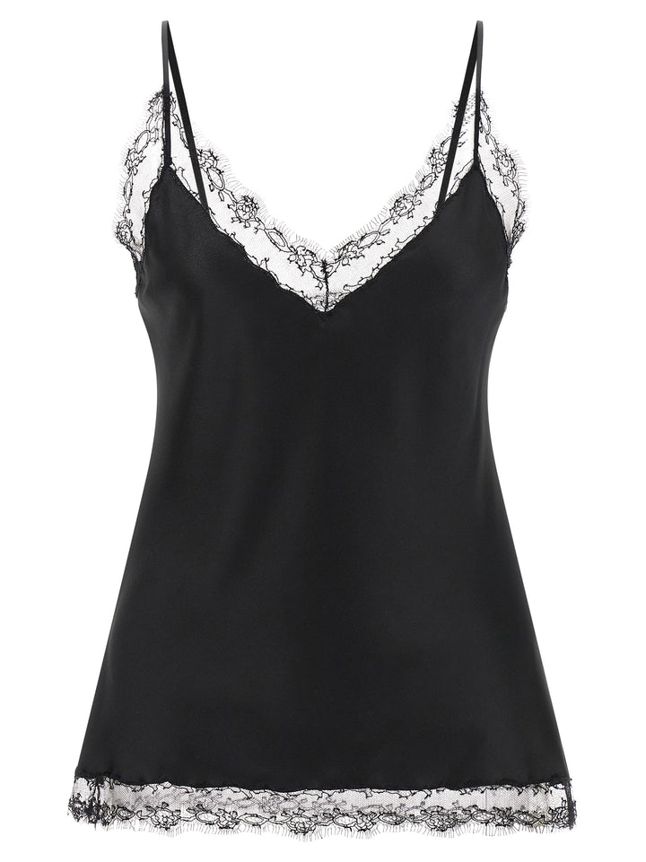 Ermanno Scervino Silk Lingerie Top With Lace Tops - Black | 61d77966722eff9e040e9d21ed8939c01301f506