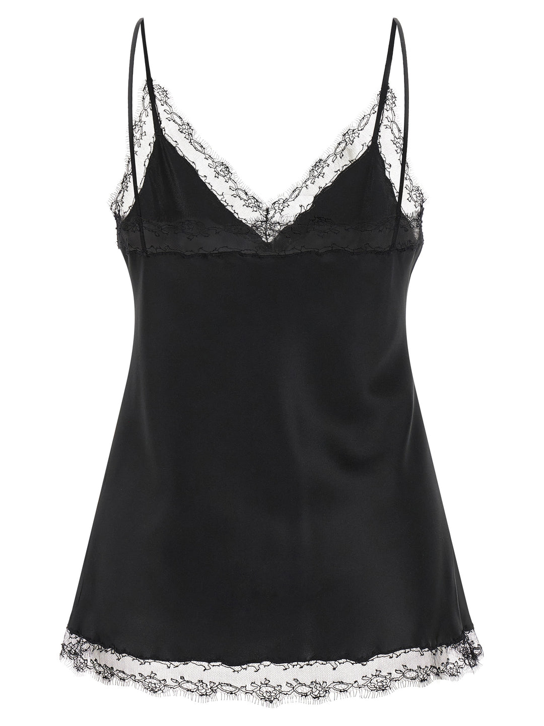 Ermanno Scervino Silk Lingerie Top With Lace Tops - Black | 39149af738f5c65de0be98356ed402d9de78b192
