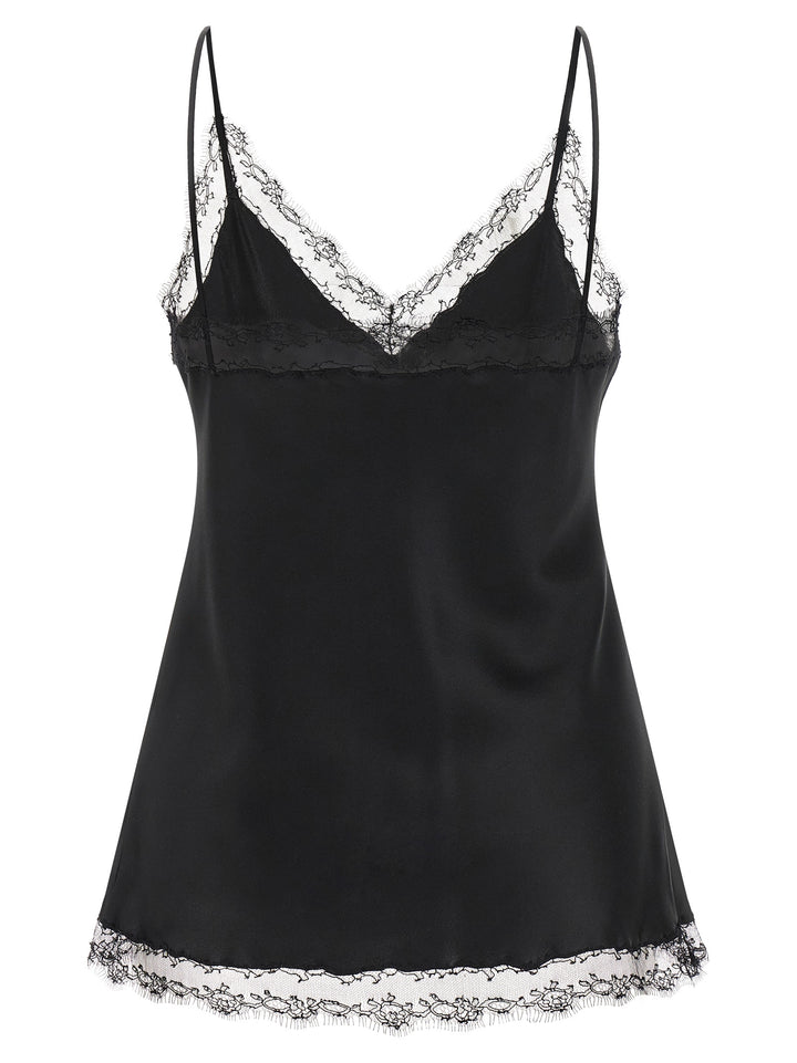 Ermanno Scervino Silk Lingerie Top With Lace Tops - Black | 39149af738f5c65de0be98356ed402d9de78b192