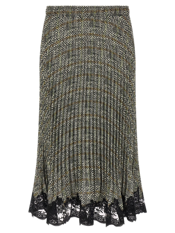 Pleated Skirt With Lace Skirts Multicolor