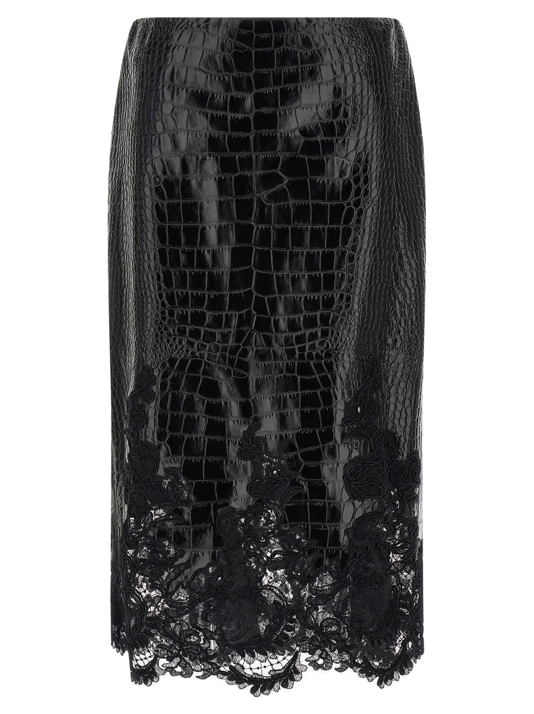 Ermanno Scervino Coconut Print Sheath Skirt With Lace Skirts - Black | 209fed90a1352687ff0fb651283241319dede5fd