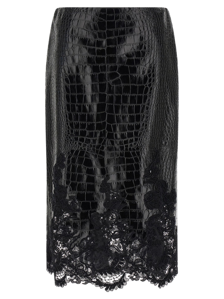 Ermanno Scervino Coconut Print Sheath Skirt With Lace Skirts - Black | 209fed90a1352687ff0fb651283241319dede5fd